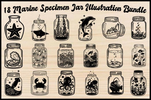 18 Marine Specimen Jar Illustrations & Graphics