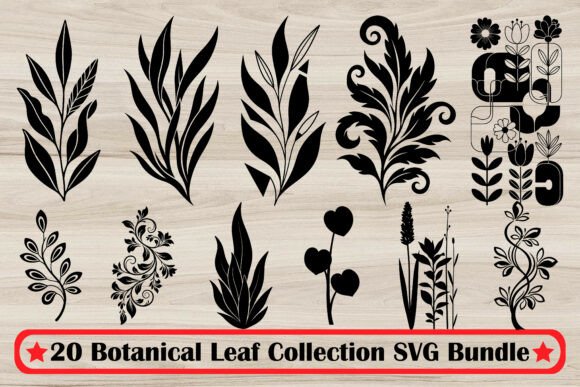 20 Botanical Leaf Collection Bundle: Graphics & Illustrations