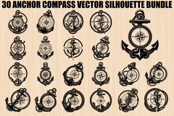 Anchor Compass Silhouette Bundle
