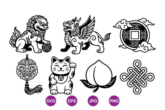 Asian Cultural Vector Icons: Graphics & Illustrations