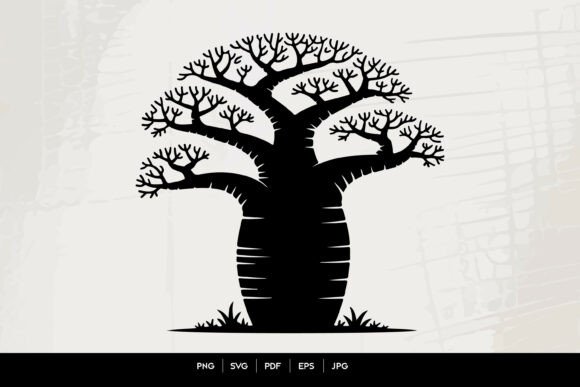 Baobab Tree Silhouette SVG: Graphics & Illustrations for Sellers