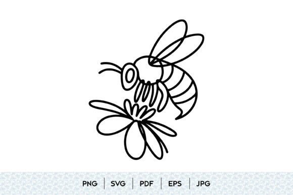 Bee Flower Line Art SVG: Graphics & Illustrations for Handmade Brands