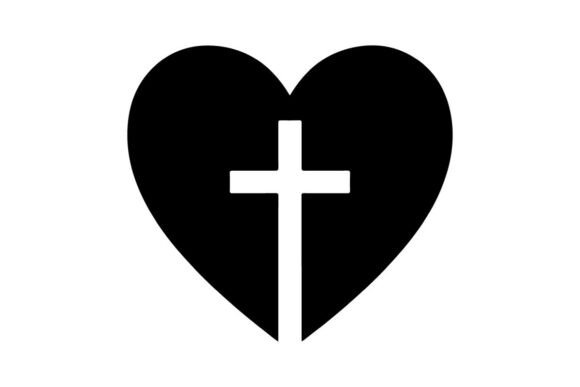 Broken Black Heart Symbol with White Cro Graphics