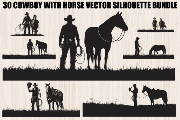 Cowboy with Horse Bundle: Western Graphics & Illustrations