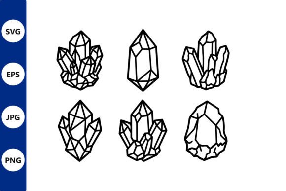 Crystal Cluster Line Art Vector: Graphics & Illustrations