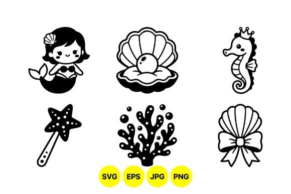 Cute Mermaid Sea Clipart SVG: Graphics & Illustrations for Creative Sellers
