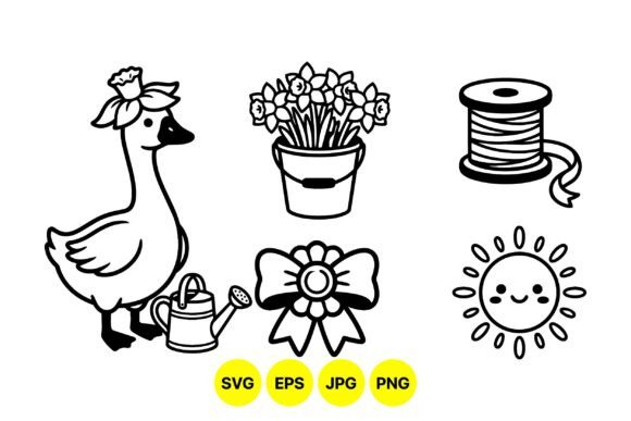 Cute Spring Garden SVG Clipart: Graphics & Illustrations