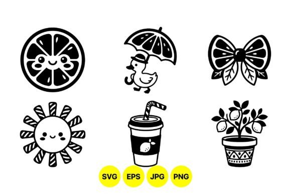 Cute Summer Lemon Clipart Set: Graphics & Illustrations