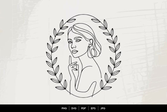 Elegant Woman Line Art Frame: Graphics & Illustrations for Local Branding