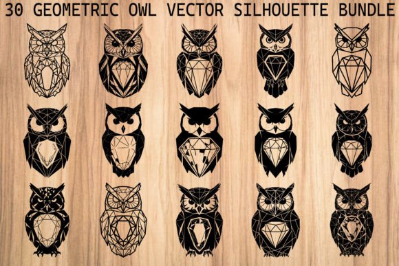 Geometric Owl Silhouette Bundle: Graphics & Illustrations for Sellers