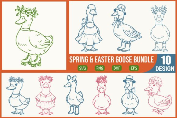 Goose SVG Bundle: Spring Easter Graphics & Illustrations