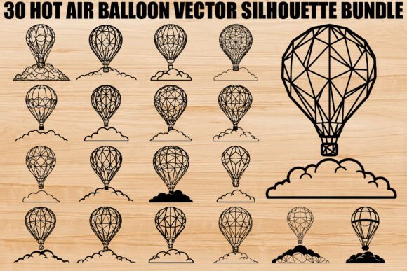 Hot Air Balloon Silhouette Bundle: Graphics & Illustrations