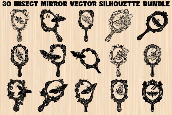 Insect Mirror Silhouette Bundle: Graphics & Illustrations