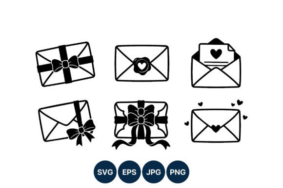Love Letters with Ribbons: A Black & White Vector Graphics Set