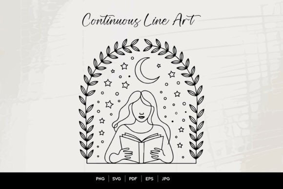 Minimal Reading Woman Line Art SVG: Graphics & Illustrations