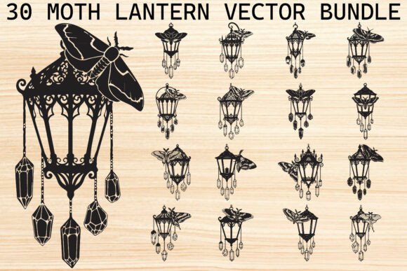 Mystical Moth Lantern Design Bundle: Graphics & Illustrations