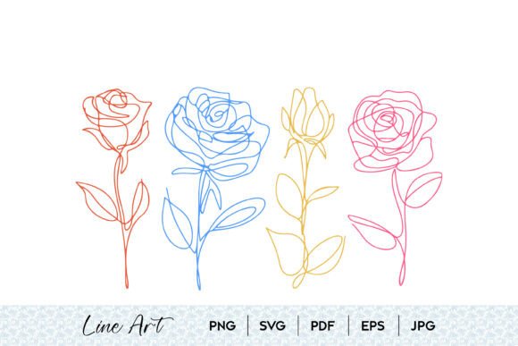 Rose Flower Line Art Set SVG: Graphics & Illustrations for Brand Clarity