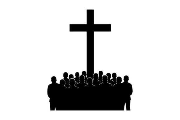 Silhouette of Group Praying Under Large