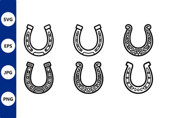 Six Ornate Horseshoe Designs: Graphics & Illustrations for Local Branding