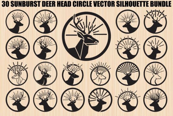 Sunburst Deer Circle Bundle: Graphics & Illustrations