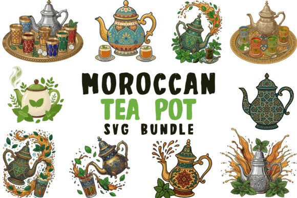 Traditional Moroccan Teapot SVG Bundle: Graphics & Illustrations