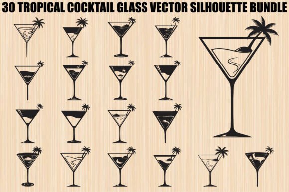Tropical Cocktail Glass Bundle: Graphics & Illustrations