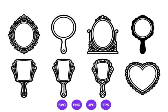 Vintage Black and White Hand Mirrors Graphics