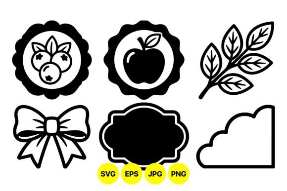 Vintage Fruit Label Clipart Set: Graphics & Illustrations