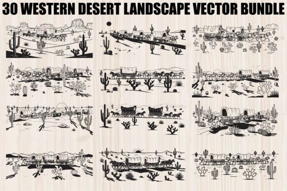 Western Desert Landscape Bundle: Graphics & Illustrations